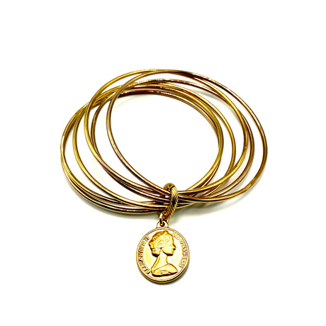 Bracciale rigido 6 fili con moneta