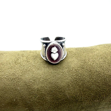 Anello Cammeo Cuore Sacro Argento925 Bordeaux