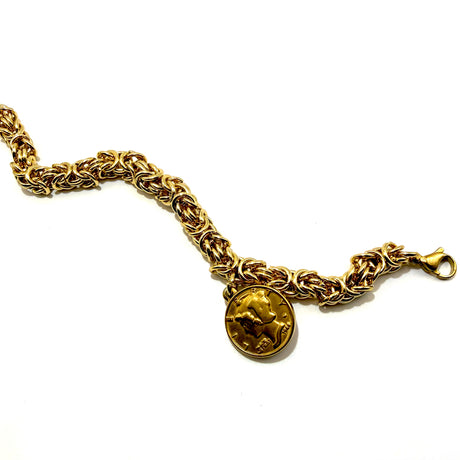 Bracciale Bizantina con Moneta Dorato