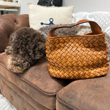 Borsa Mirtilla Small intrecciata Cuoio