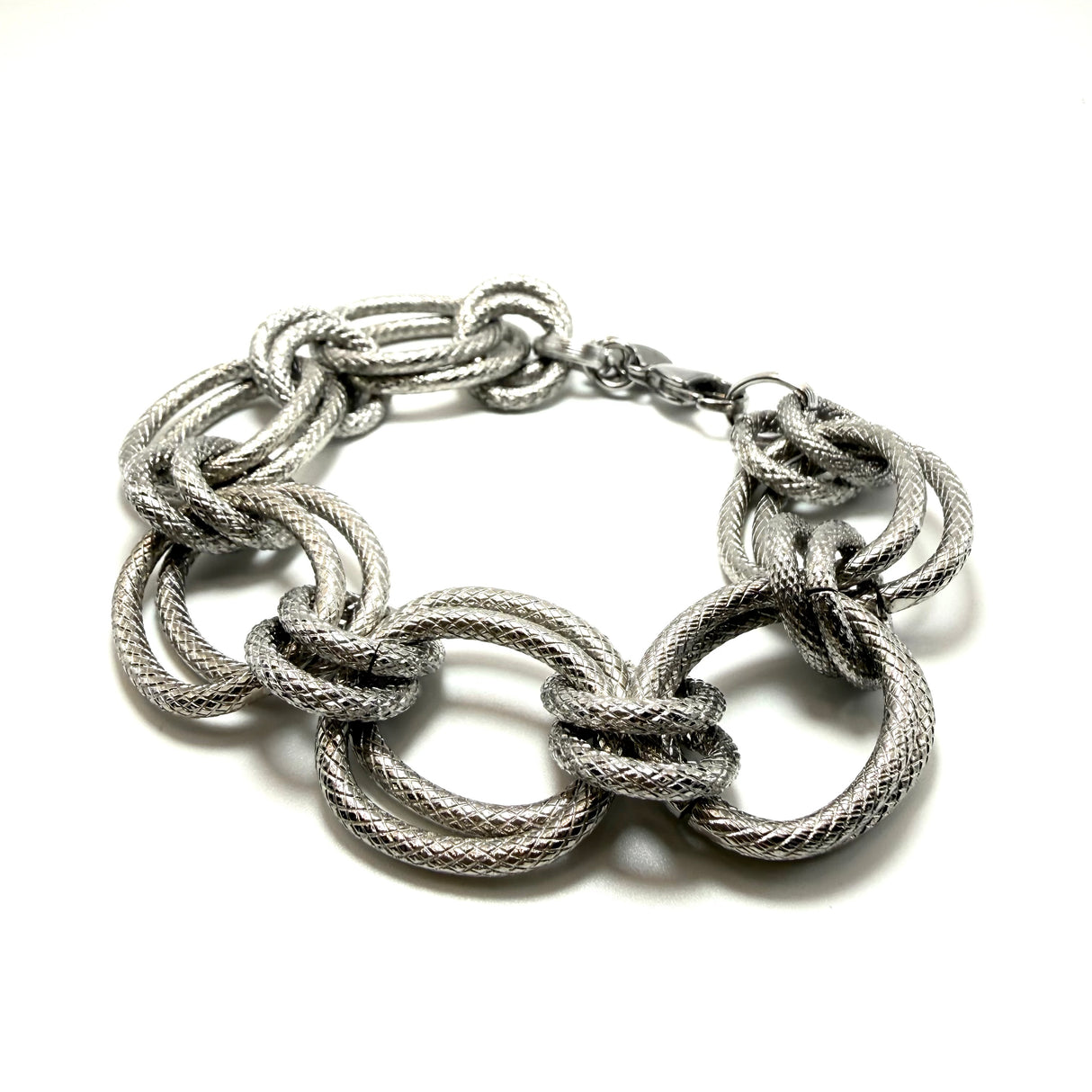 BRACCIALE ANELLI GODRONATI ALTERNATI