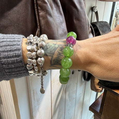 Bracciale Agata Verde, Viola e Corone