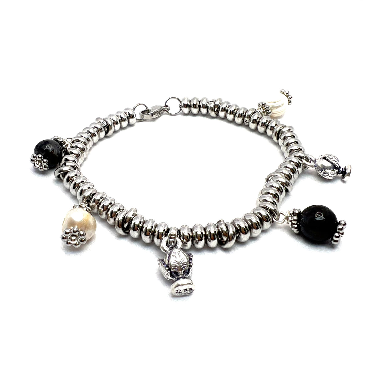Bracciale Rainbow pumino perla e Labradorite