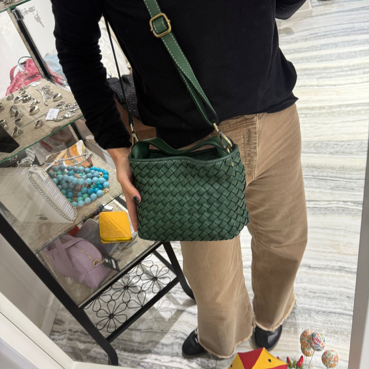 Borsa Mirtilla Small intrecciata Verde Foresta