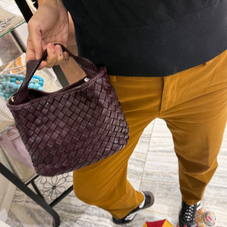 Borsa Mirtilla Small intrecciata Borgogna