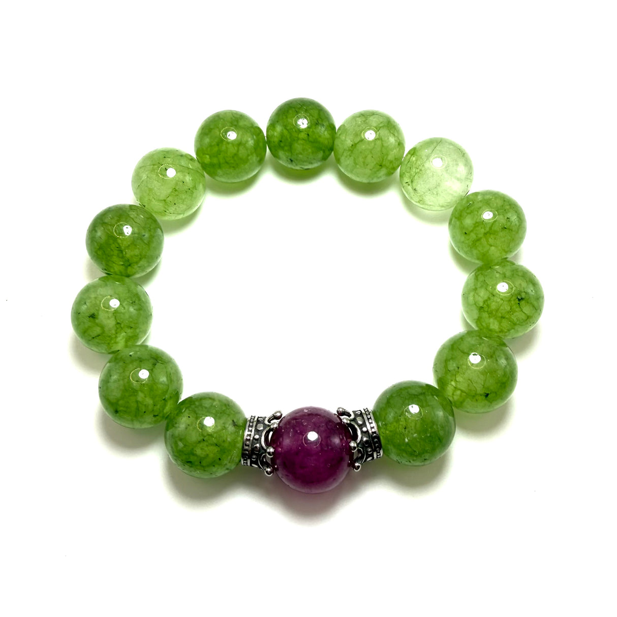 Bracciale Agata Verde, Viola e Corone