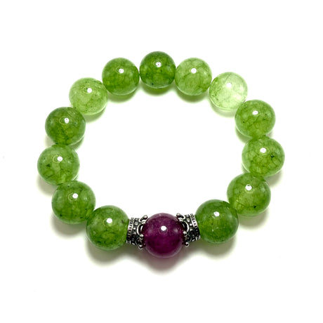 Bracciale Agata Verde, Viola e Corone