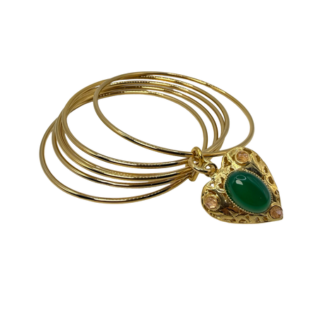 Bracciale 6 fili Lanterna Cuore Giada Verde