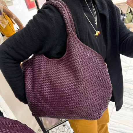 Borsa Shopper Harry intrecciata Borgogna