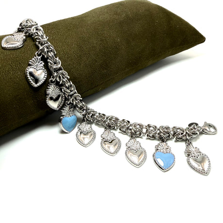 Bracciale Bizantina Cuori Sacri acciaio inossidabile pervinca