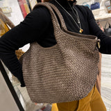 Borsa Shopper Harry intrecciata Taupe