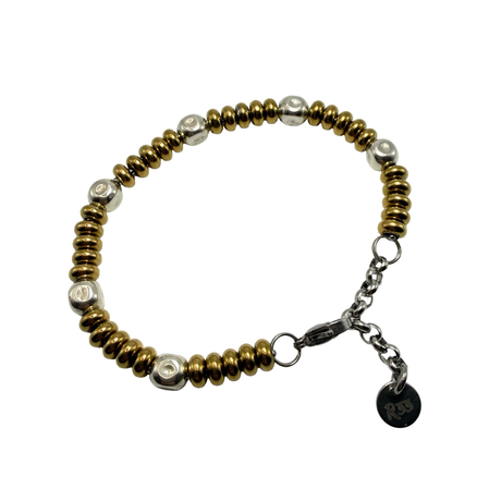 Bracciale Girelle Acciaio gold e pepite cubo Argento925