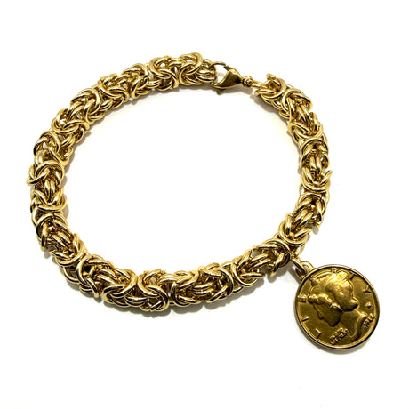 Bracciale Bizantina con Moneta Dorato