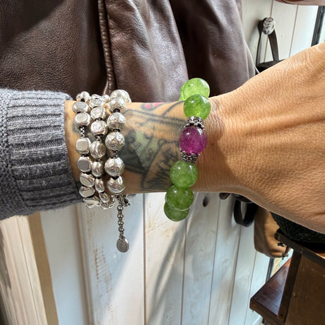 Bracciale Agata Verde, Viola e Corone