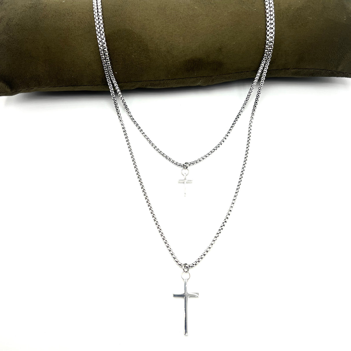 Collana Doppia Croce Acciaio