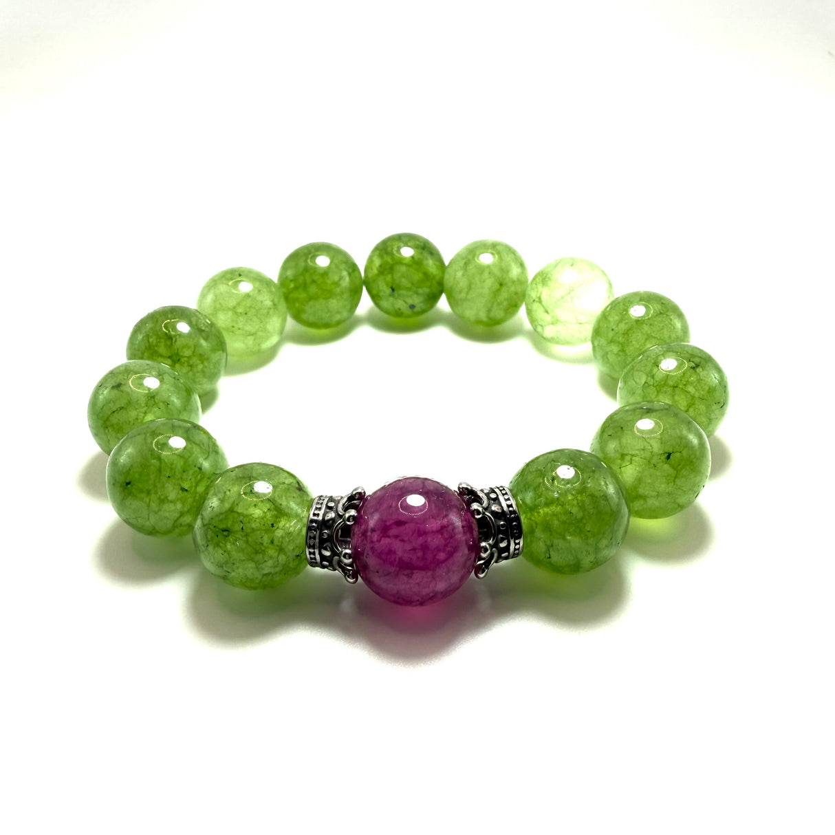 Bracciale Agata Verde, Viola e Corone