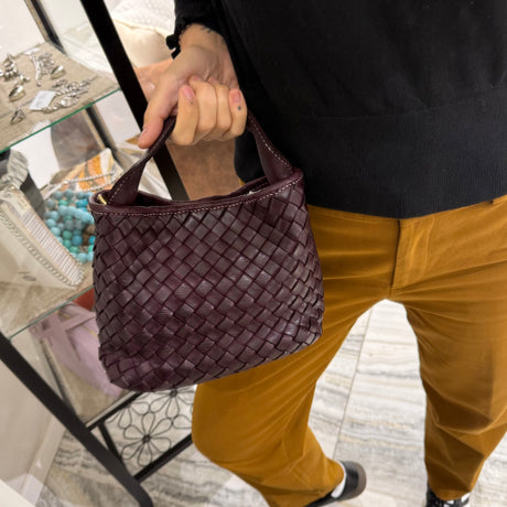 Borsa Mirtilla Small intrecciata Borgogna