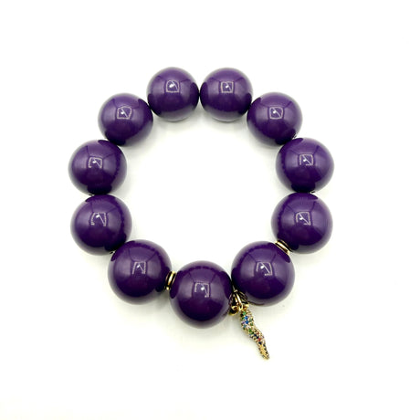 Bracciale resina Viola con charms Corno Multicolor