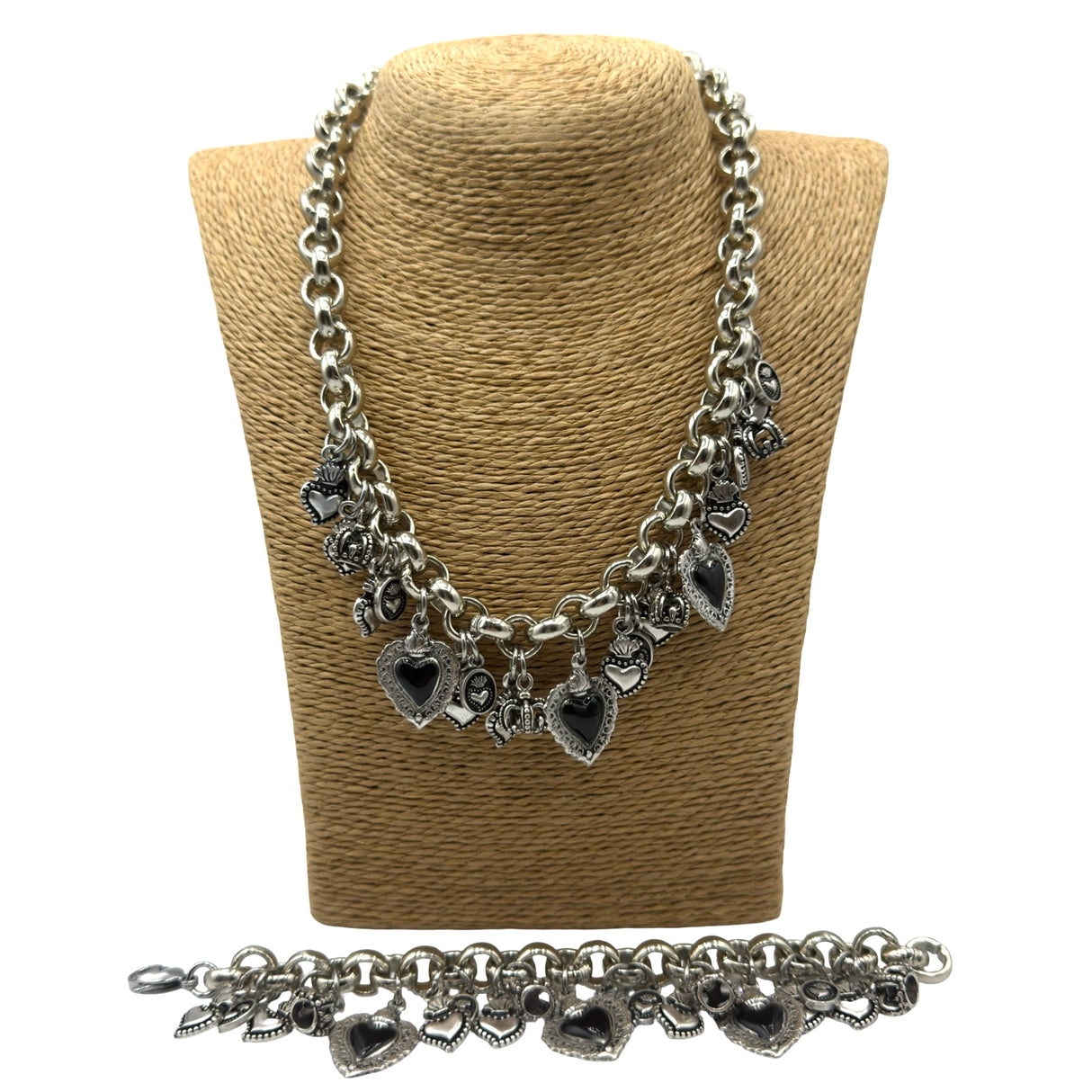 Collana e bracciale Lucky cuore sacro BLACK DUO