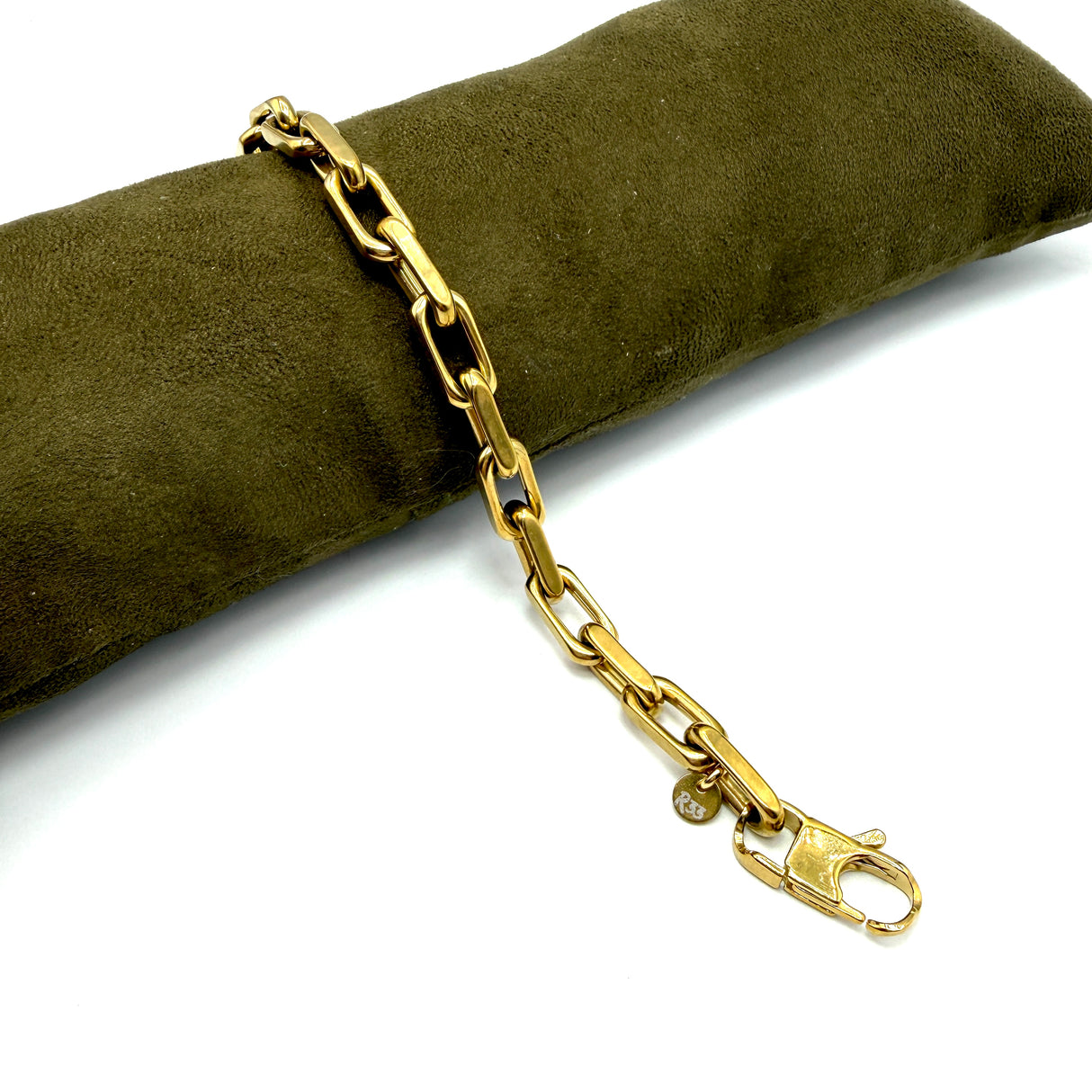 Bracciale maglia rolò rettangolo dorato acciaio inossidabile