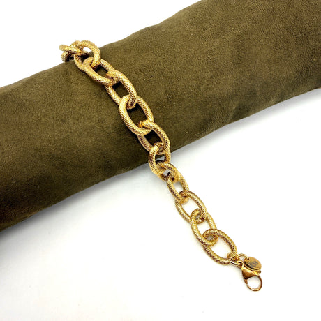 Bracciale Rolò martellato dorato in acciaio inossidabile