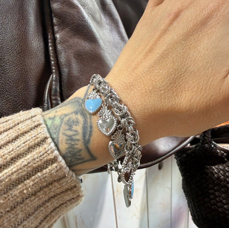 Bracciale Bizantina Cuori Sacri acciaio inossidabile pervinca