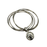 Bracciale rigido 5 fili con moneta Argento925