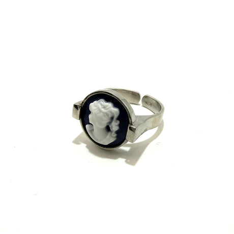 Anello Cammeo Blu regolabile Argento925