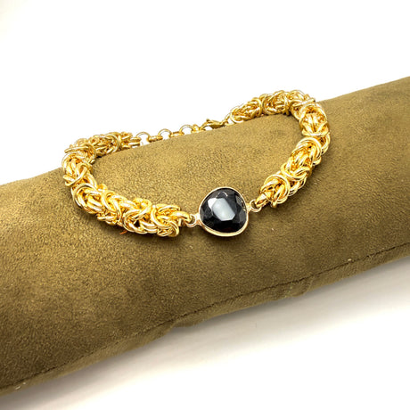 Bracciale Bizantina Dorata e pietra semipreziosa Black