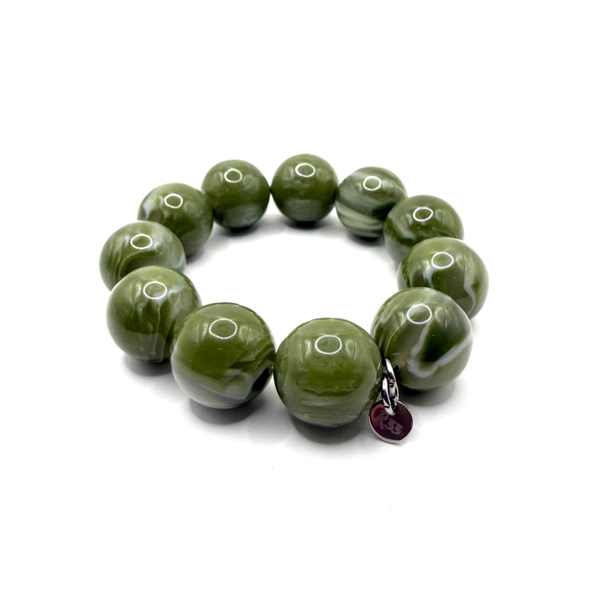 Bracciale sfere in Resina Verde Giada