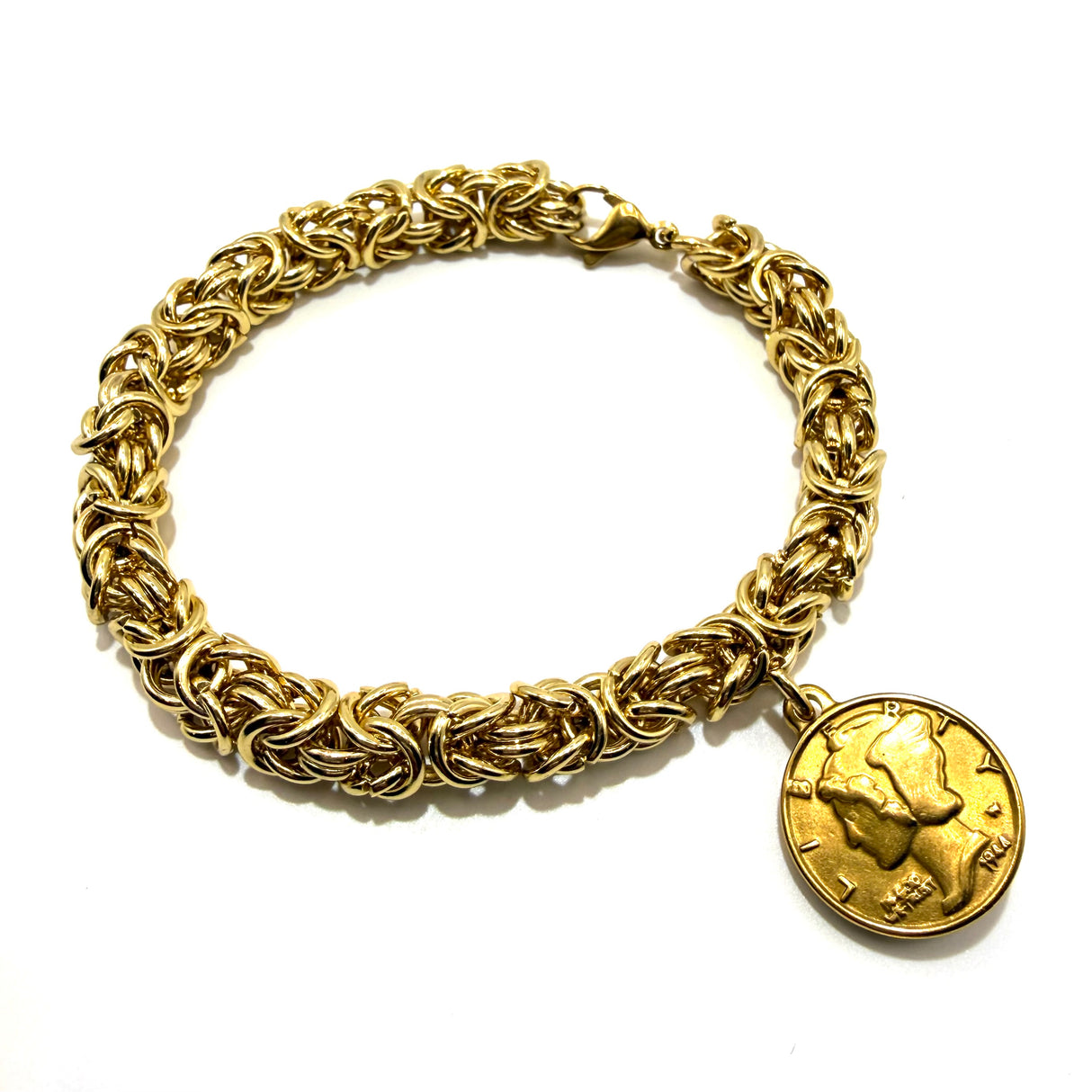 Bracciale Bizantina con Moneta Dorato