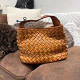 Borsa Mirtilla Small intrecciata Cuoio