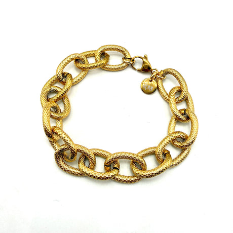 Bracciale Rolò martellato dorato in acciaio inossidabile