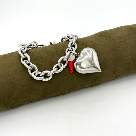 Bracciale maglia rolò e Cuore Acciaio Big