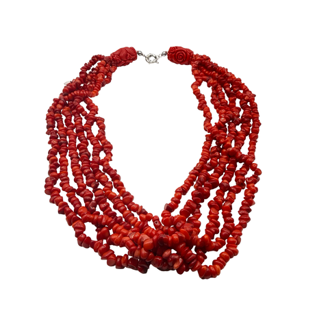 Collana Multifili Corallo Bamboo