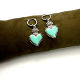 Orecchini Cuore sacro fiamma Verde Acqua