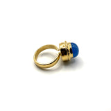 Anello rotondo Etrusco Cabochon Ottone e Giada indaco