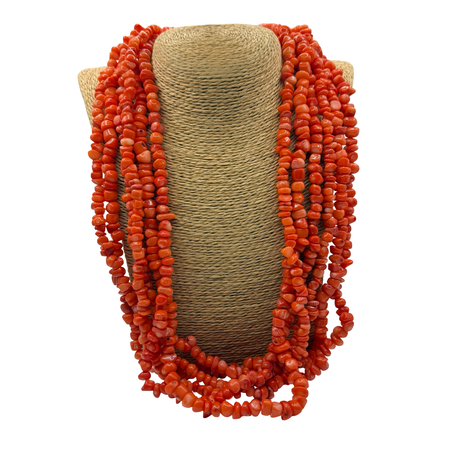 Collana Multifili Corallo Bamboo Rosso chiaro
