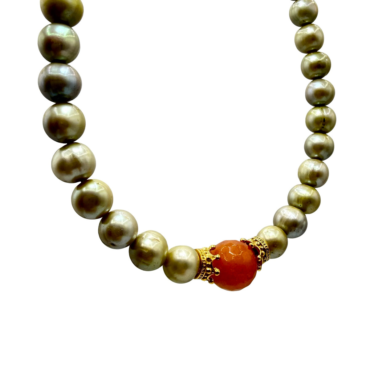 Collana Perle Green e Corone in acciaio inossidabile