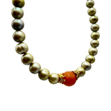 Collana Perle Green e Corone in acciaio inossidabile