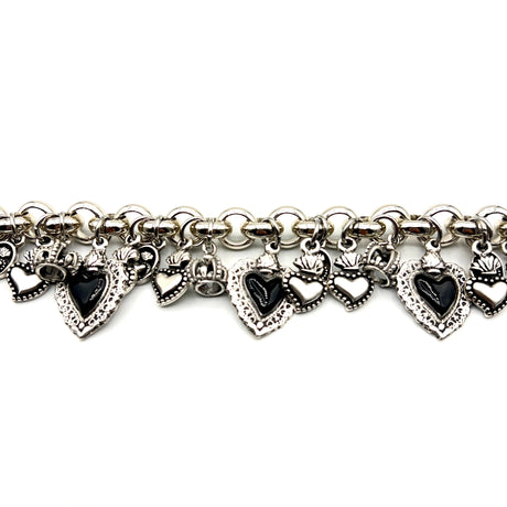 BRACCIALE LUCKY CUORE SACRO BLACK 3 CUORI