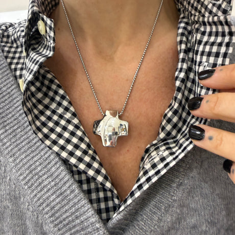 Collana Croce bombata acciaio inossidabile