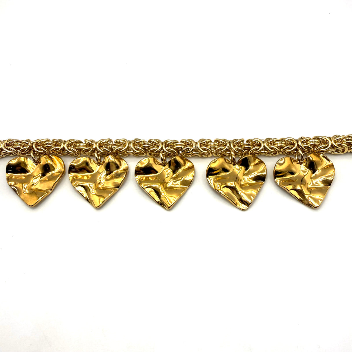 Bracciale Bizantina Dorata e Cuori Acciaio inossidabile