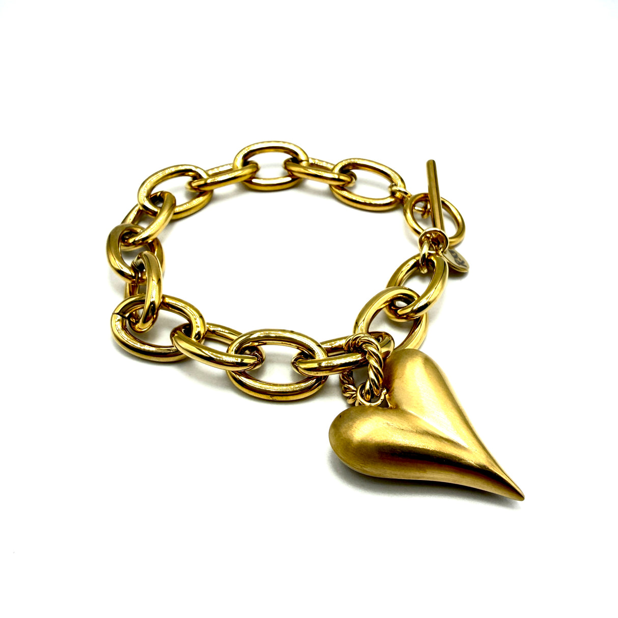 Bracciale Cuore Satinato Gold Acciaio Inossidabile