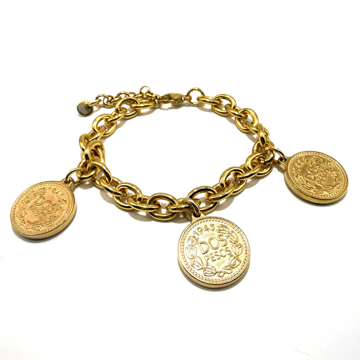 Bracciale monete rolò dorato