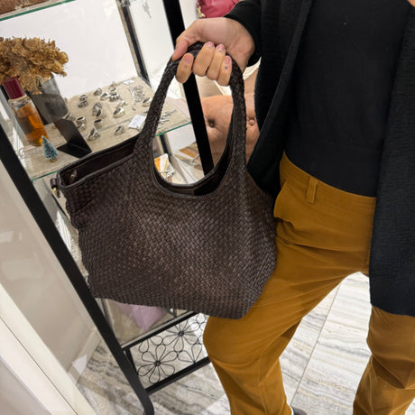 Borsa Shopper Harry intrecciata Testa di Moro