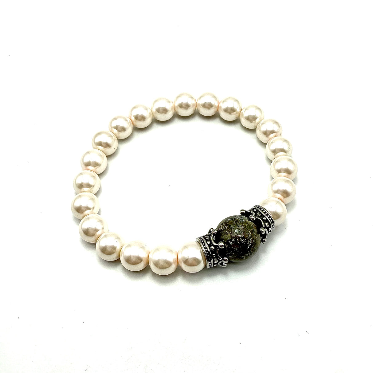 Bracciale Corone Perle e Pirite