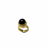 Anello rotondo Etrusco Cabochon Ottone e Onice