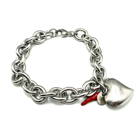 Bracciale Cuore Satinato Silver Acciaio Inossidabile