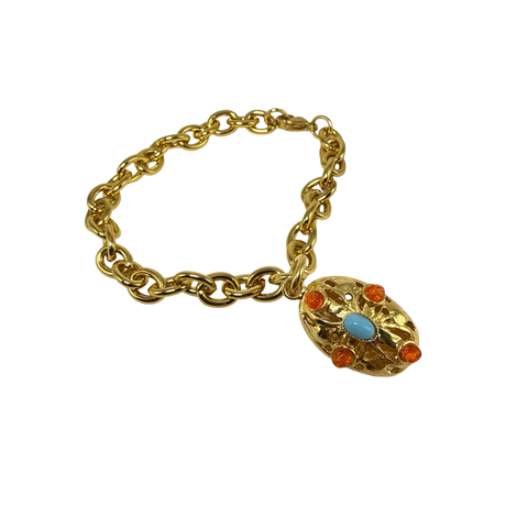 Bracciale 6 fili Lanterna Ovale Turchese e Corniola